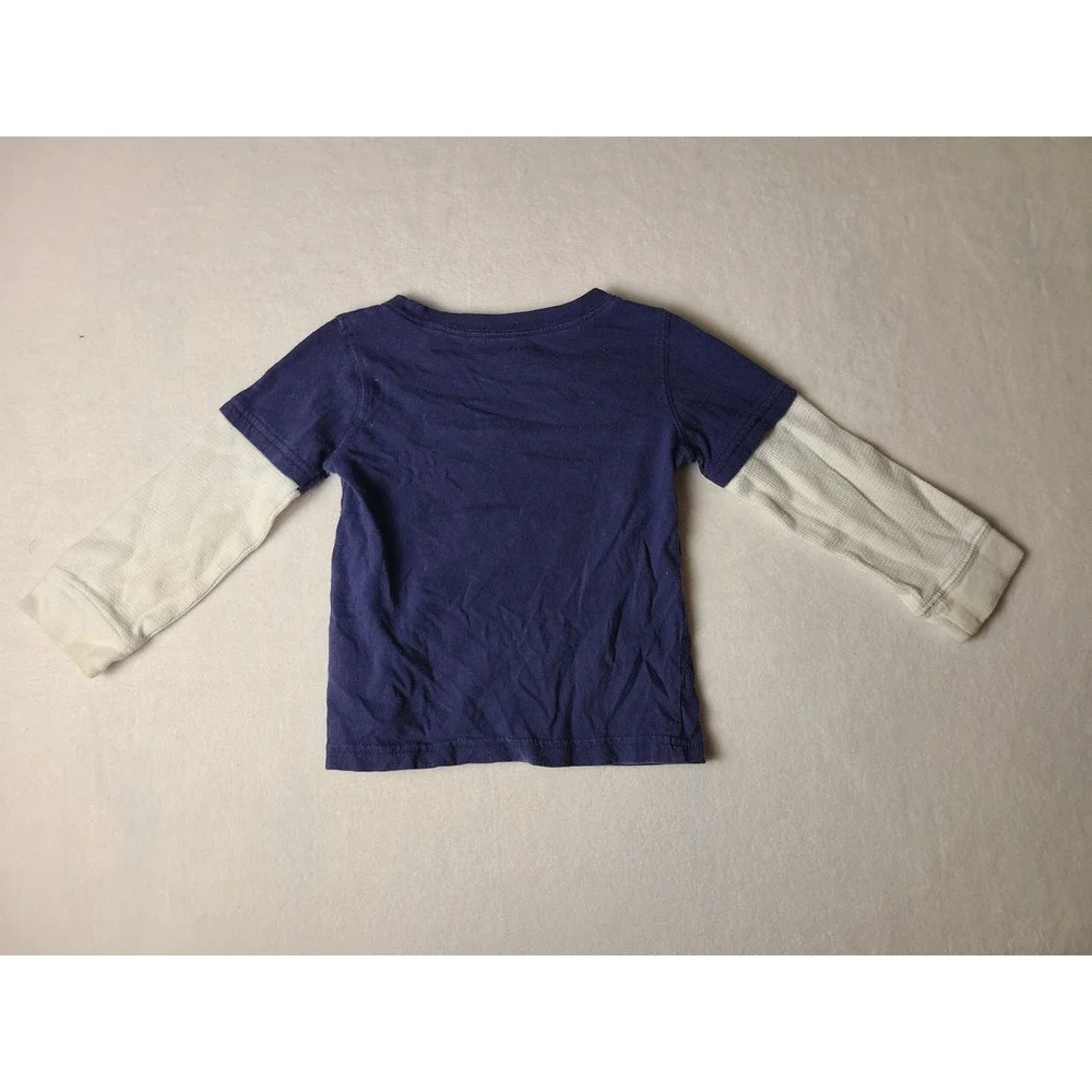 Carter's Graphic Tee Toddler 24M Blue Polar Bear Layered Look Long Sleeve